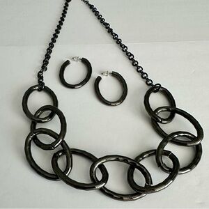 Park Lane Black Chain Necklace and Earring Set